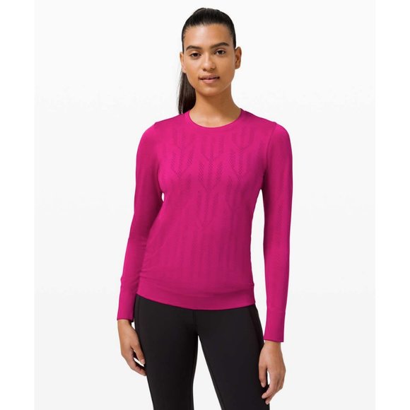 lululemon athletica Tops - Lululemon Swiftly Breathe Long Sleeve Fetching Lines Size 8